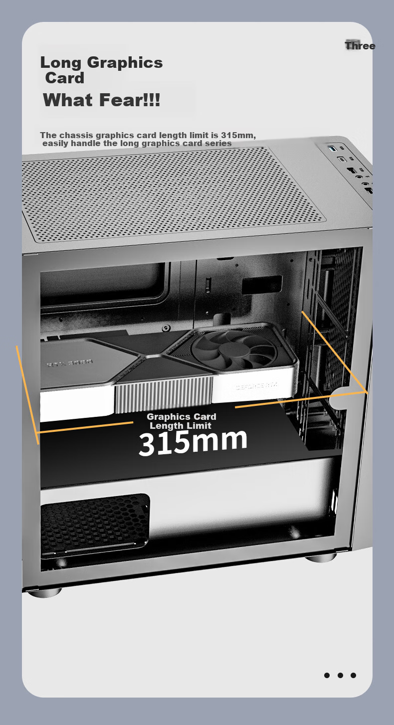 Great Wall Archimedes 2 Black Computer Case (Type-C 3.2/20CM Fan Positions/MATX Small Motherboard/240mm Water Cooling Position/Wide Body/5080 Graphics Card) 4