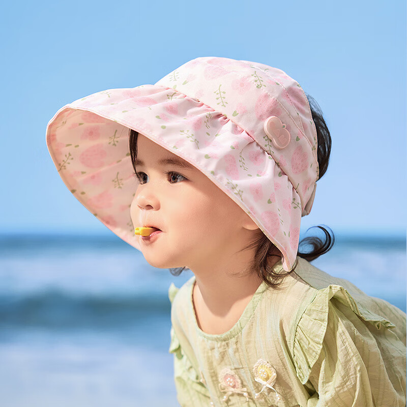 Lemonkid Kids Sun Protection Hat Girls Open-Top UV Protection Baby Sun Hat Shade Cap Spring Peach Pink