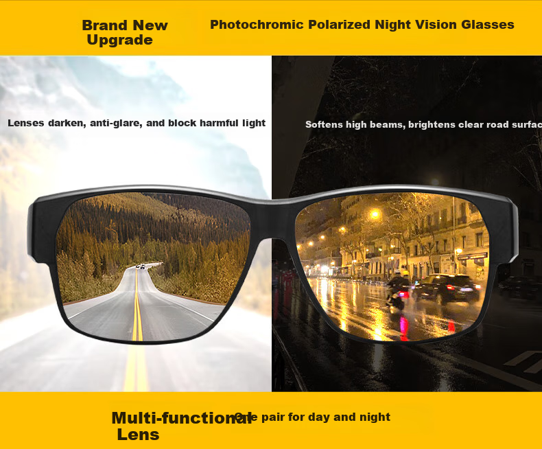 Jiaboli Polarized Night Vision Glasses, Myopia Over-Glasses for Men And Women, Sunglasses for Day And Night Use, Driving-Specific Anti-Glare Sunglasses 2