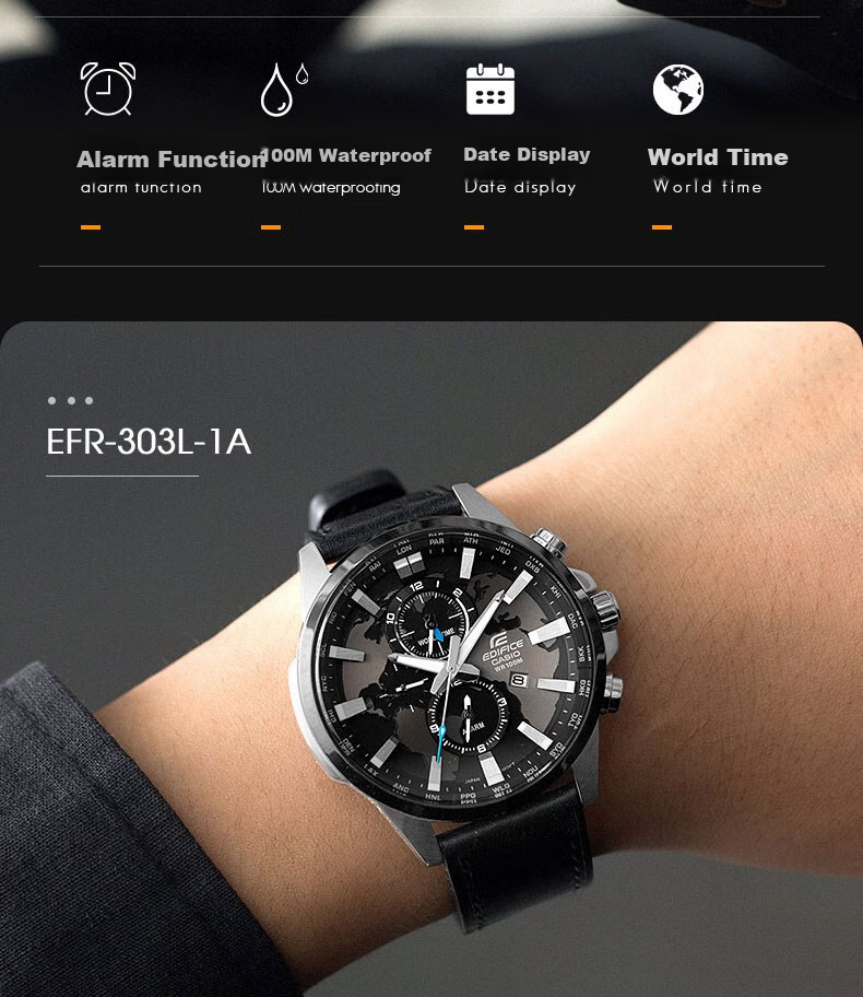 CASIO Men's Watch, EDIFICE Earth Heart Quartz Exam Japanese And Korean Style Gift Box Edition for Boyfriend, EFR-303L 2