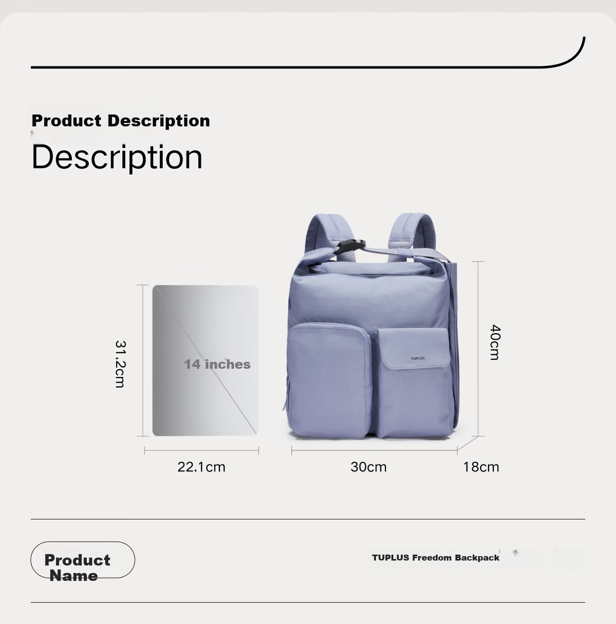Tujia TUPLUS Comfortable Backpack, Large Capacity Travel Bag, Multifunctional Laptop Bag, Stylish Commuter Backpack, Khaki Color 5