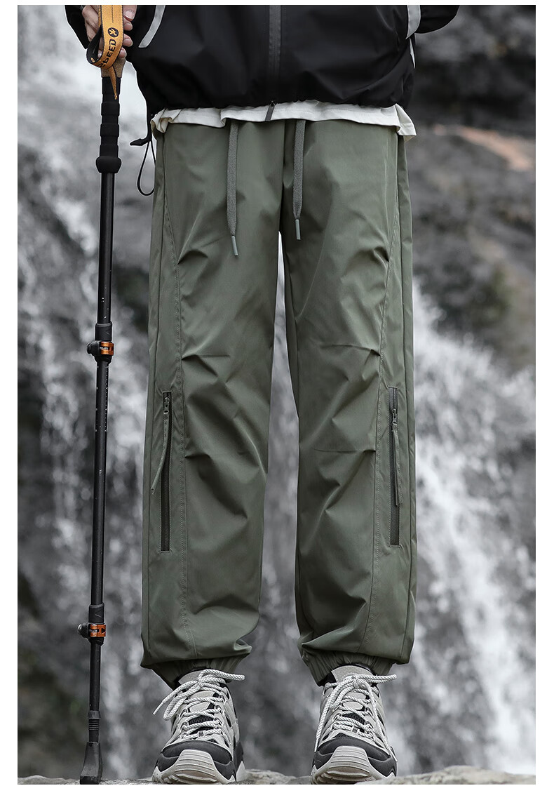 JEEP SPIRIT Men's Casual Pants Autumn Winter Fleece Lined Waterproof Windproof Outdoor Trousers Military Green Fleece Lined 4XL 11