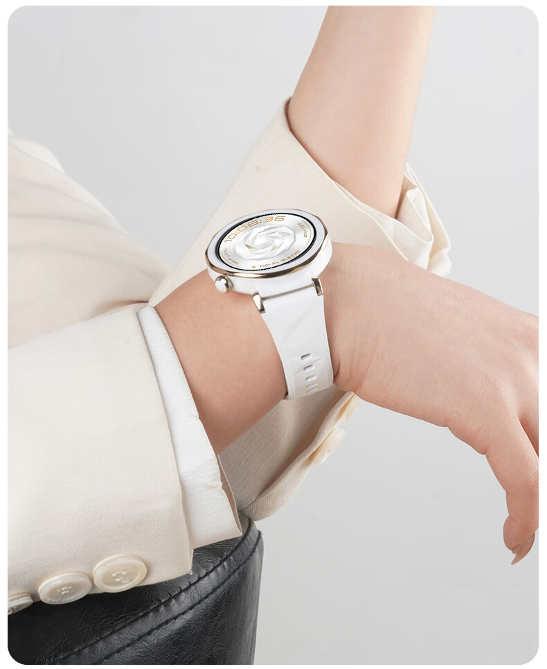 Watchbond Compatible with Huawei Watch GT5 Strap, Suitable for Women's Models of GT7/6/5/4, 41mm Grass Green Fluorine Rubber Strap, Watch6/6pro/5/GT5Pro Women's 18mm Waterproof Band 3