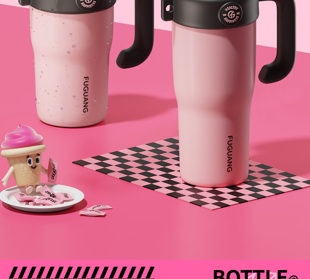 Fuguang Giant Straw Insulated Ice Water Bottle Large Capacity Female Student High-Value 316L Stainless Steel Tea Cup 9