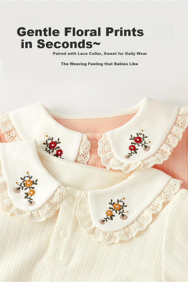 Wismorni Baby Romper, Spring And Autumn Long-Sleeve Bodysuit for Girls, Triangle Onesie, Sweet Autumn Outfit 6