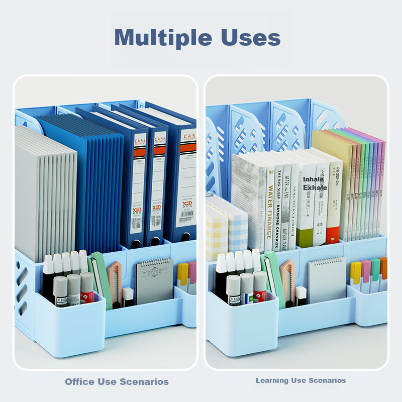 Xinshida File Organizer, Extra Thick Folder Shelf, Bookend, Office Desktop Standing File Storage Box, Basket for Organizing Documents And Materials, Four-Tier Multi-Layer Functional Pen Holder, Supplies, Gree 9
