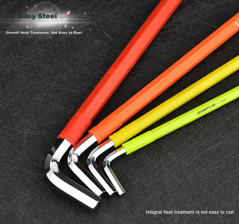 JERXUN Colorful Hex Key Set, 9 Pieces, L-Shaped Extended Ball-End And Flat-End Hex Screwdriver, Metric Wrench 3