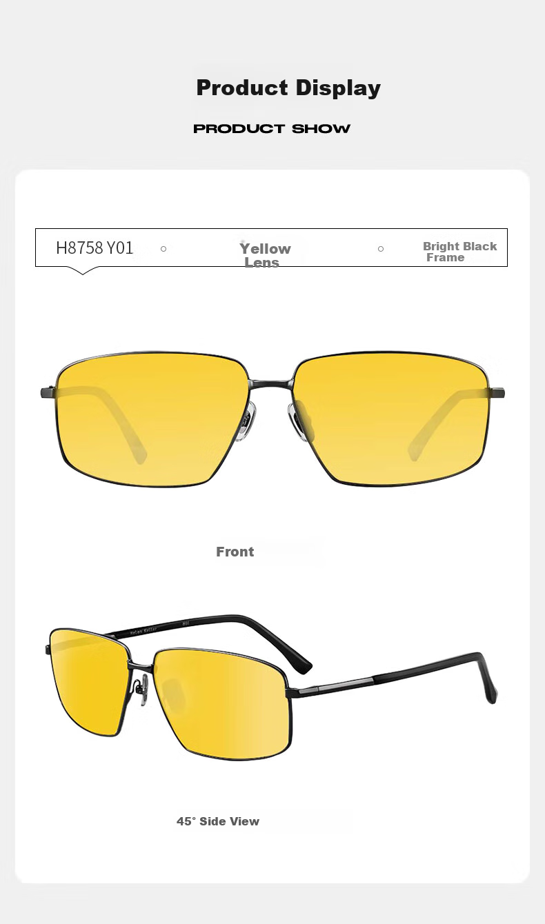 HELEN KELLER Day And Night Photochromic Glasses for Men And Women, High-Definition Driving Sunglasses H8758Y01 8