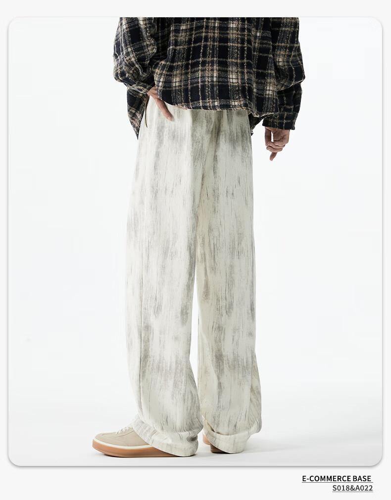 SWAMP AREA Casual Pants for Men And Women, Trendy Straight-Leg Loose-Fit American-Style Sweatpants K019 Beige 2XL 4
