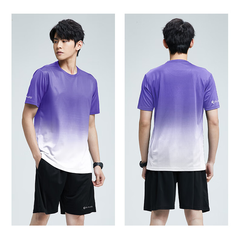 BURUITE Men's Summer Sports Set Short Sleeve Shorts Ice Silk Quick-Dry T-Shirt Athletics Training Fitness Running Basketball Badminton Apparel 9
