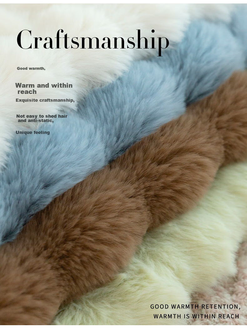 GREAT LIFE Winter Plush Car Seat Cushion, Internet-Famous Butt Pad, Rabbit Fur Plush, Warm Dining Chair Pad, Office Long-Sitting Seat Cushion, Beige 5