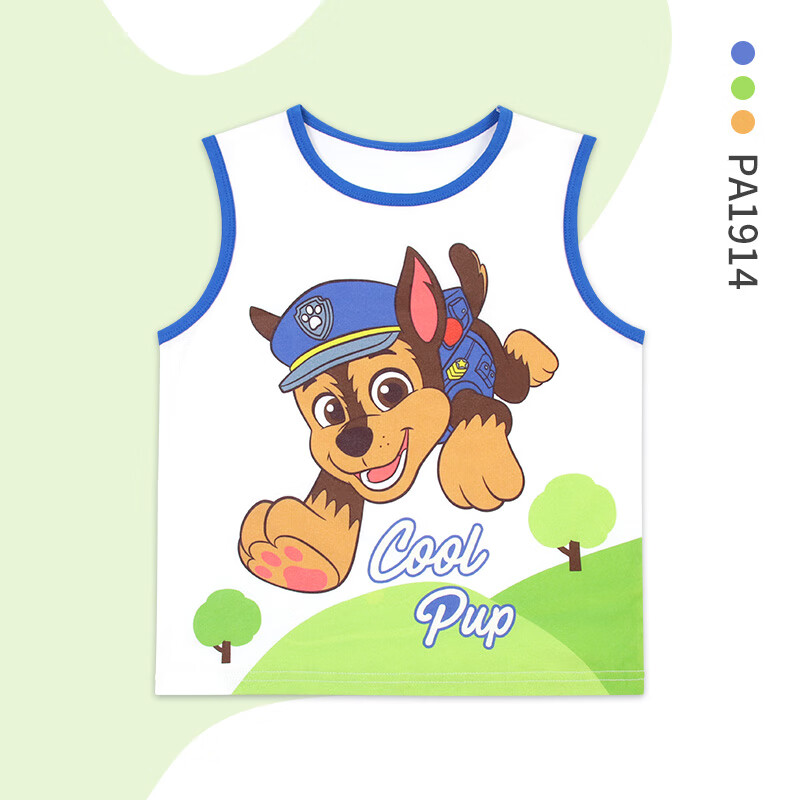 PAW PATROL Children's Vest, Boys' Pure Cotton Thin A-Class Undershirt, Sleeveless Undershirt for Summer, Baby Top PA1914 100