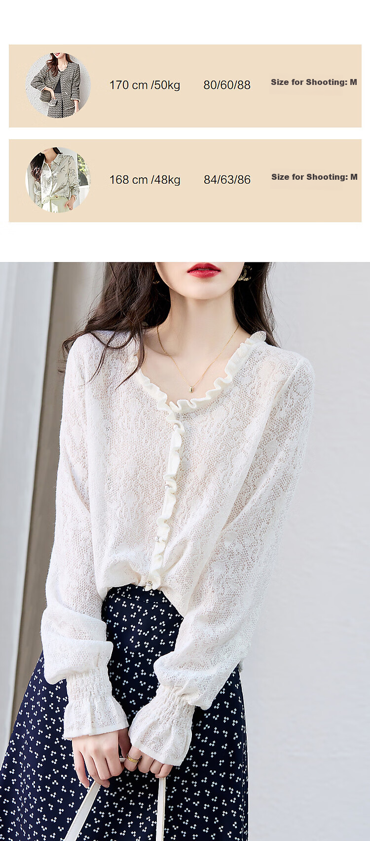 Dme [Containing Wool] Autumn V-Neck Ruffle Jacquard Pullover Sweater Women's Top 7