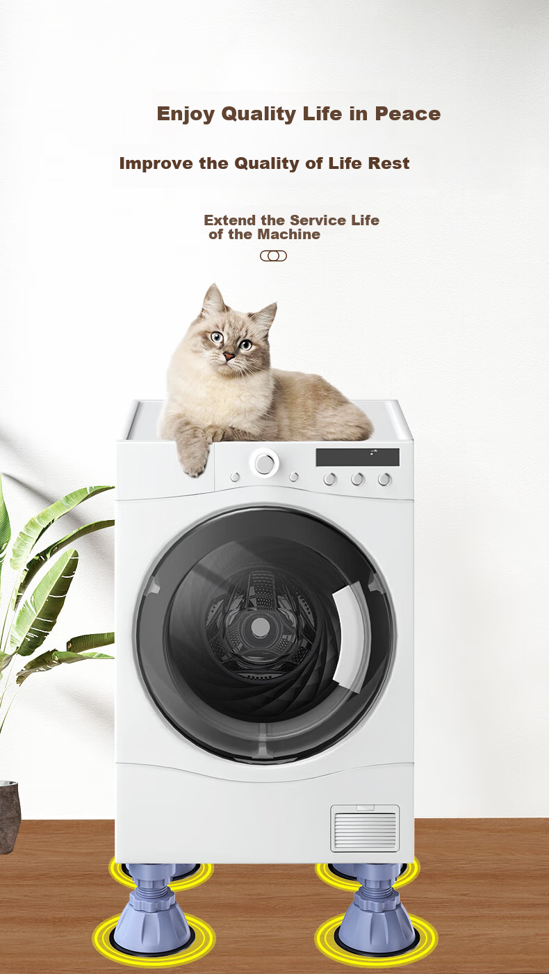 Xizhouyeyu Washing Machine Foot Pad, Height-Increasing Base Stand, Universal for Automatic Top-Loading And Front-Loading Machines, Anti-Vibration, Non-Slip, Adjustable Height-Raising, Suitable for Haier And Xiaotianye Models 4