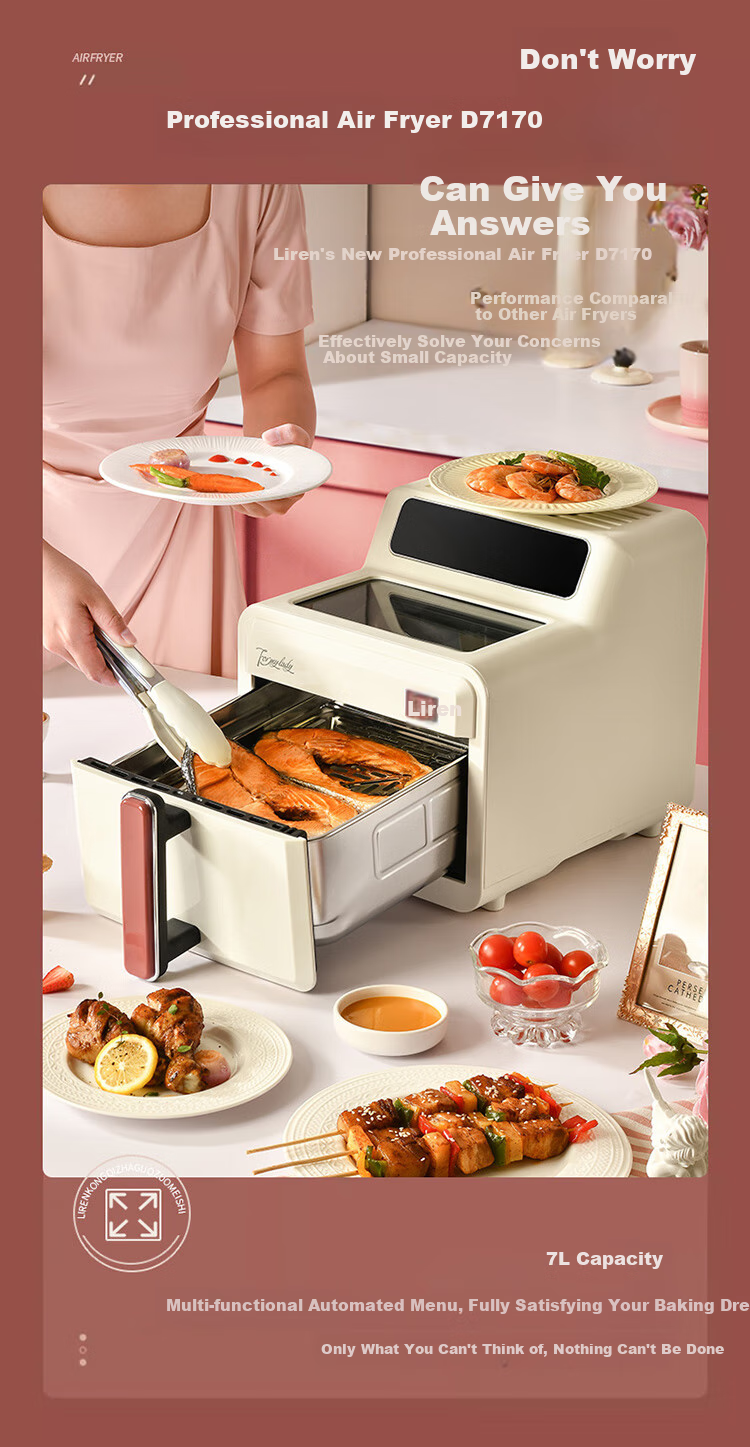 Liven Air Fryer, Non-Coated 304 Stainless Steel Frying Basket, 7L Smart Visible Large Capacity Can Roast Whole Chicken, No Flipping Required Metal Interior KZ-D7170 9