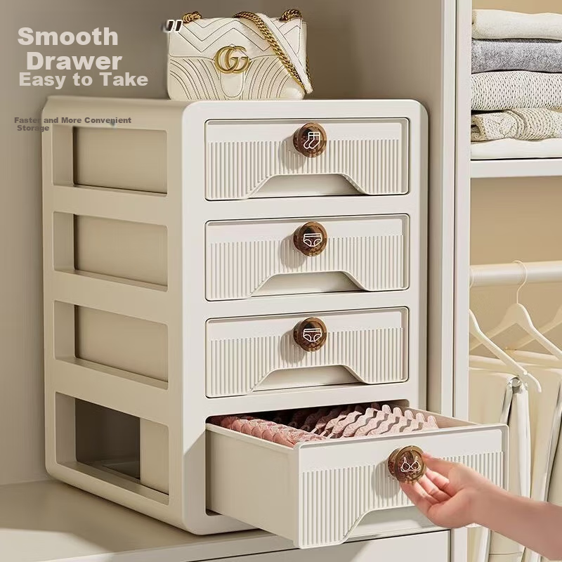 Baicaoyuan Underwear Storage Box, Home Drawer-Style Organizer for Panties, Socks, And Bras, Three-In Layered Solution, Clothing Organizer Cabinet with 3 Layers
