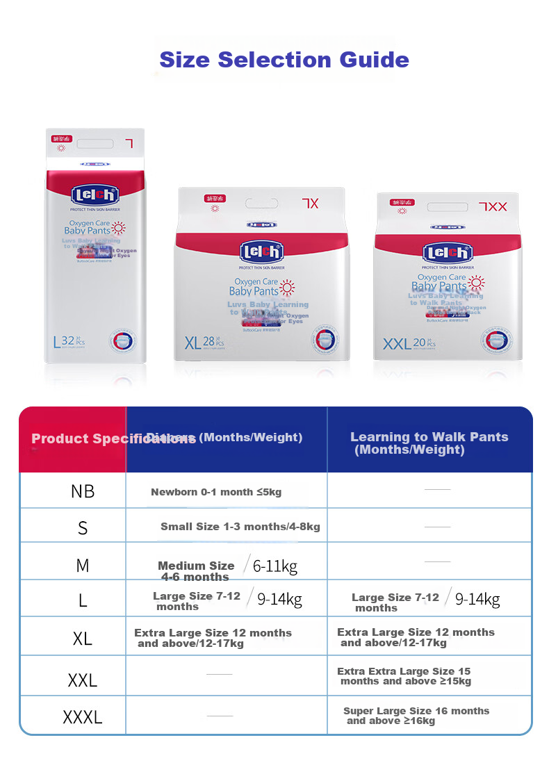 Lelch Oxygen Protection Diapers XL 28 Pieces (12-17kg), Baby Night Enjoyment Sweet Sleep Summer Ultra-Thin, Disposable Diapers 8