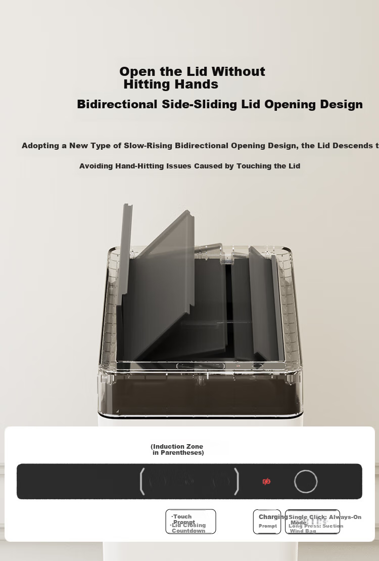 JD Original Double-Door Narrow Gap Automatic Bagging Smart Trash Can 10L Sensor for Home Bathroom Living Room Bedroom 6