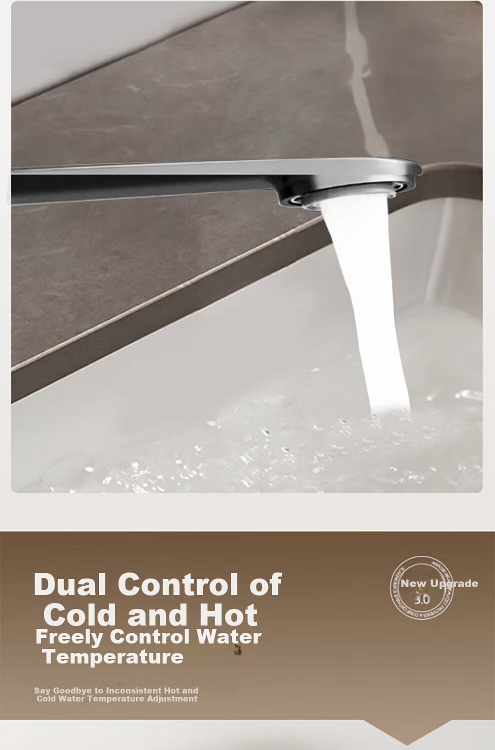 ARROW Bathroom Basin Faucet Stainless Steel Dual Control Hot and Cold Washbasin Silver AE41131SS 7