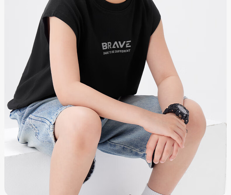 Zuo Xi Boys' Pure Cotton Vest Children's Summer T-Shirt 2026 New Boys' Sleeveless Top Base Shirt Black 130 6