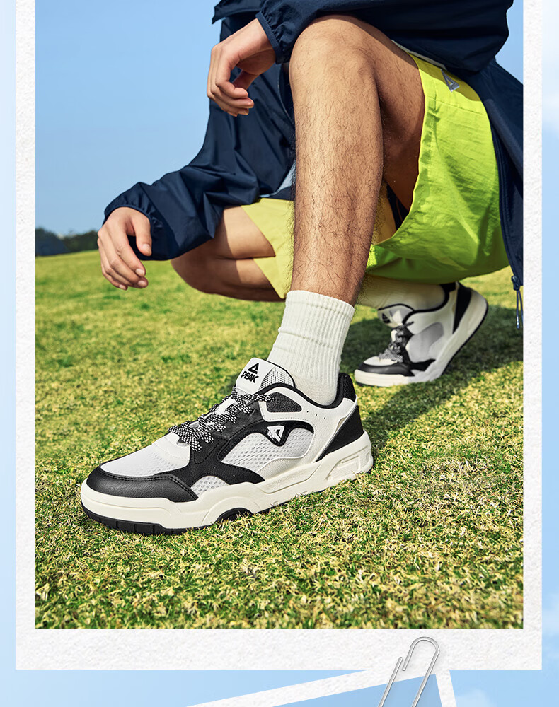 PEAK Taiji White Sneakers for Men, Summer Wear-Resistant Height-Increasing Mesh Shoes, Soft-Soled Running Sports Casual Shoes DB520117 11