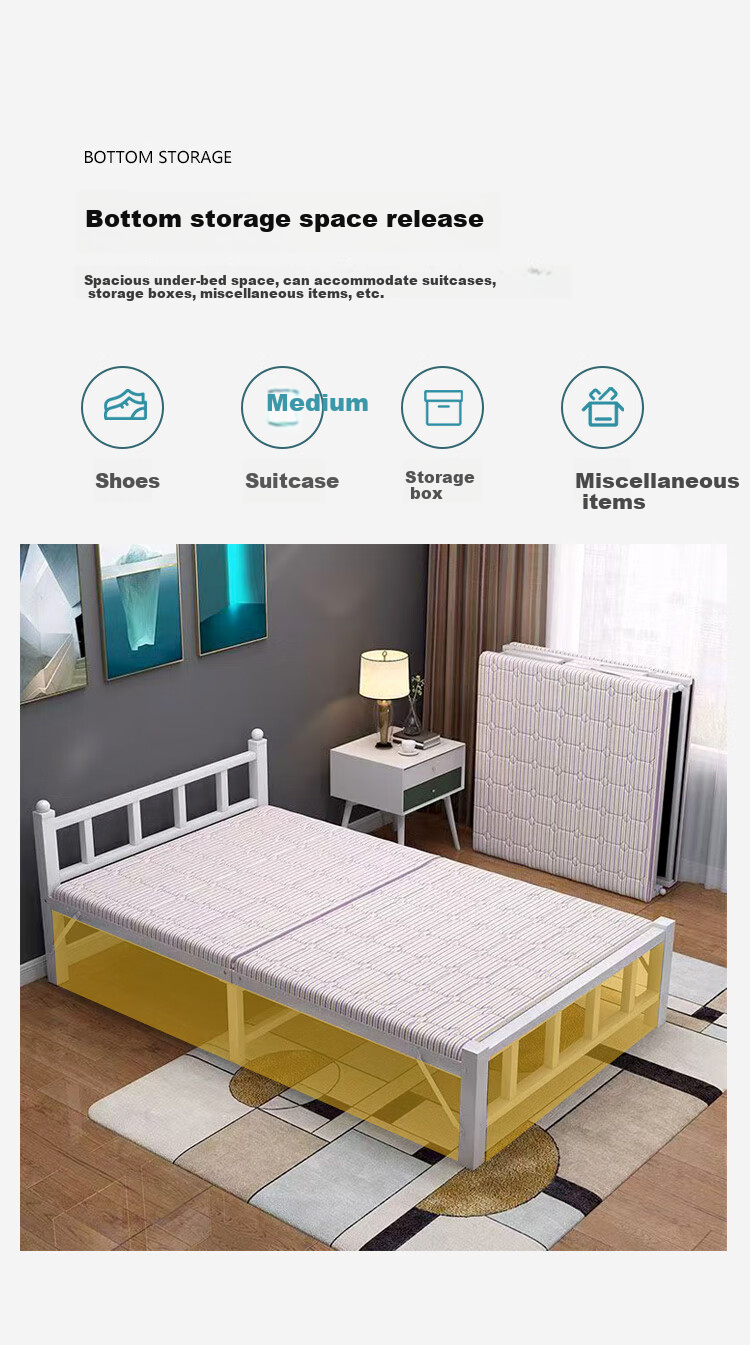 Churong Folding Bed, Single Or Double, Nap Bed, Simple Portable Office Napping Companion Bed, Thickened Frame Camping Cot 2