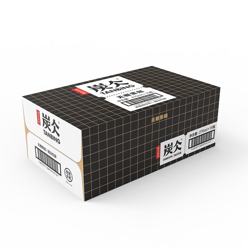 农夫山泉 炭仌咖啡 无糖黑咖 即饮咖啡铝罐270ml*15瓶 纸箱装