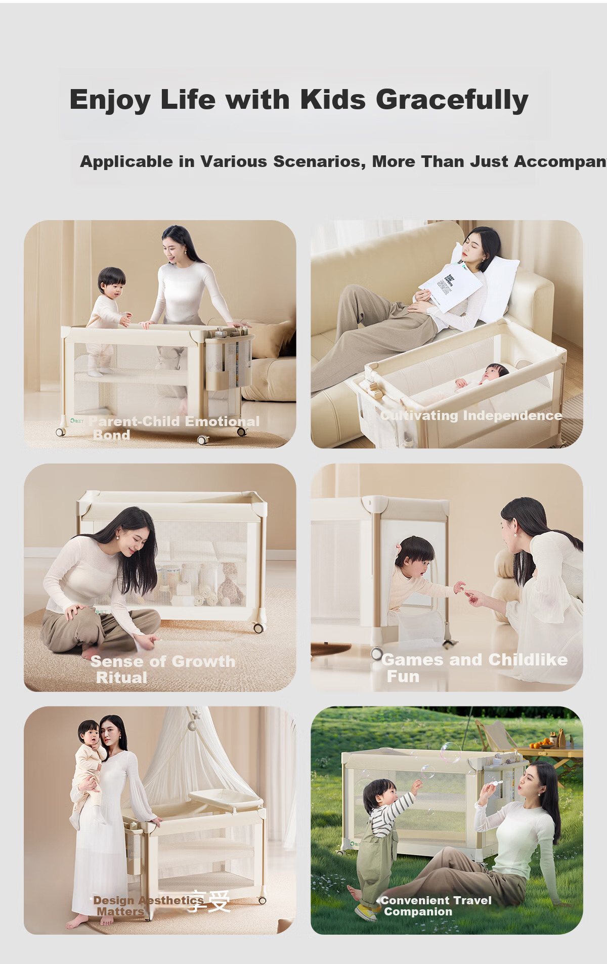 Coolbaby Smart Dream Foldable Baby Crib Convertible to Large Bed, Multifunctional Newborn Changing Table, Baby Bed - Basic Model 11