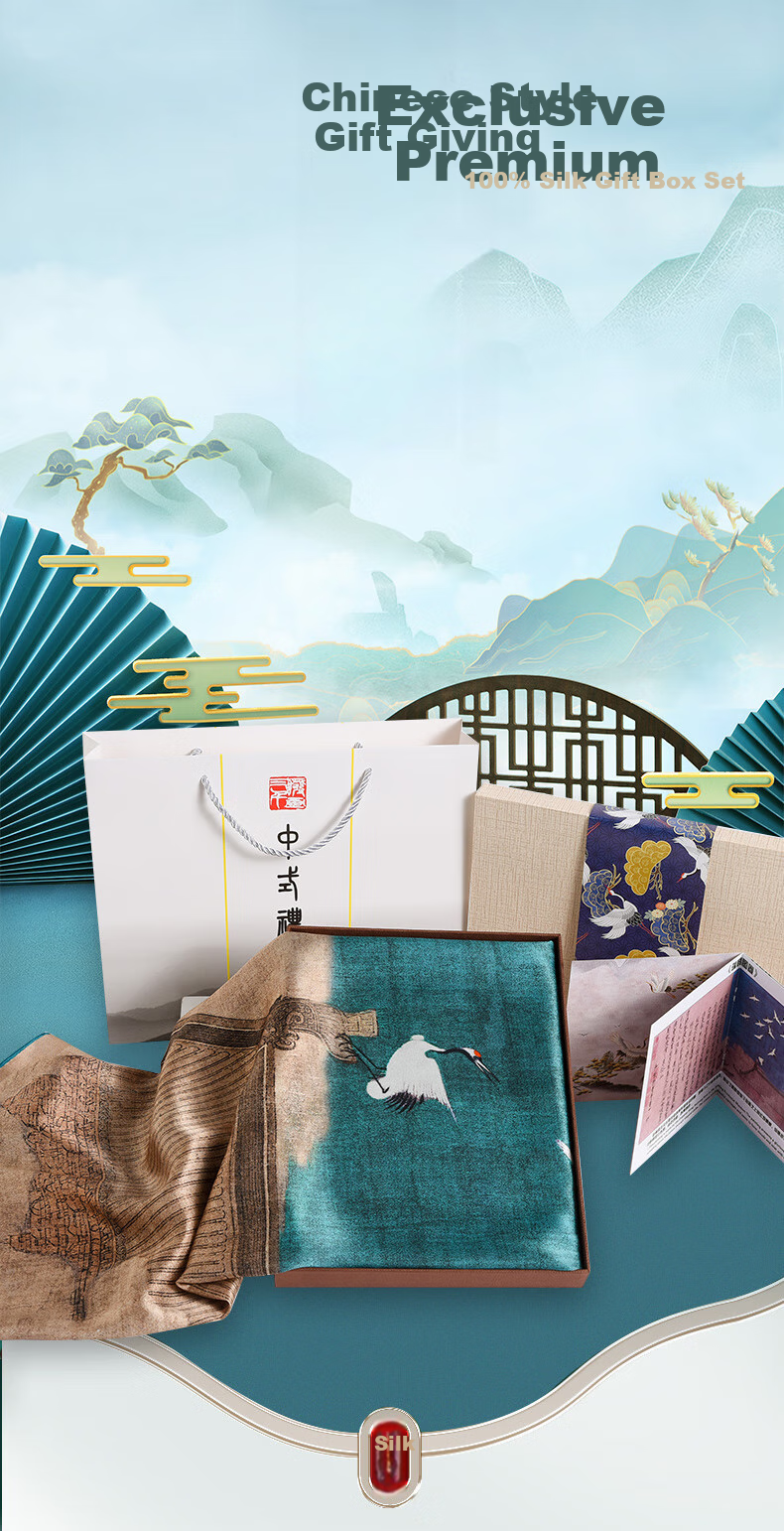 Hangsilu Silk Scarf for Women, Chinese Style Square Scarf, Mulberry Silk Shawl, High-End Birthday Gift, Mid-Autumn Festival Present for Mom And Elders 1