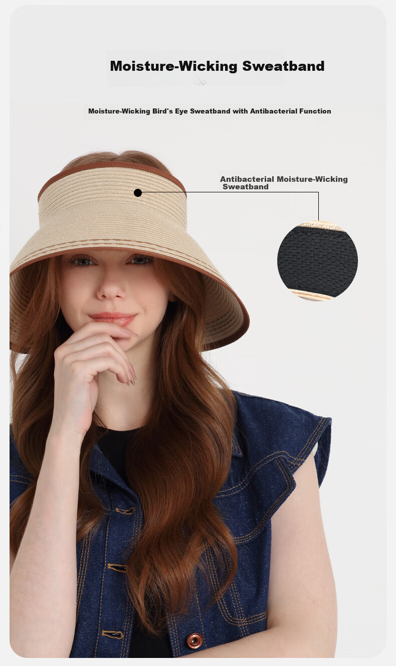 Kenmont Hepburn Style French Open-Top Sun Protection Straw Hat for Women Spring Summer Foldable Wide Brim Full Face Sun Hat KM-6058 4
