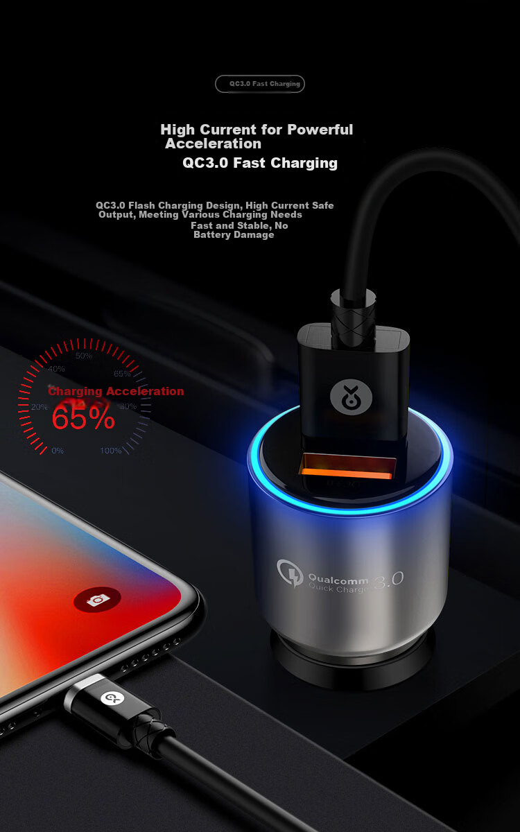 BIAZE Car Charger And Cigarette Lighter, Super Fast Charging Converter with Dual Ports Suitable for IPhone 15/16, Huawei, Xiaomi 4