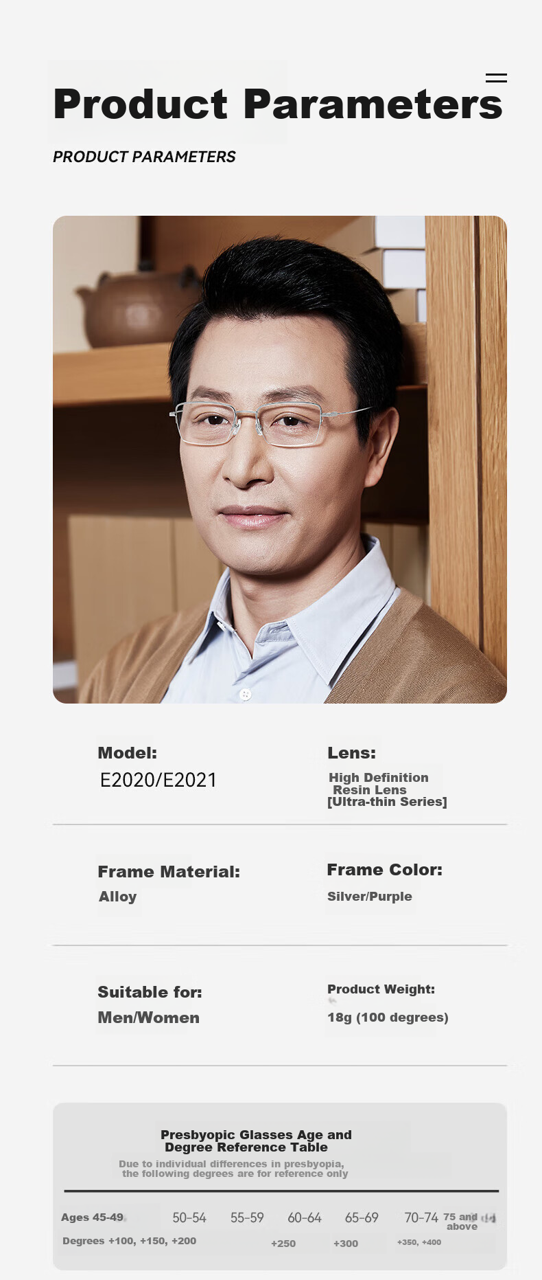 Xiyanghong Reading Glasses for Men And Women, Ultra-Light High-Definition Anti-Blue Light Presbyopic Glasses 6