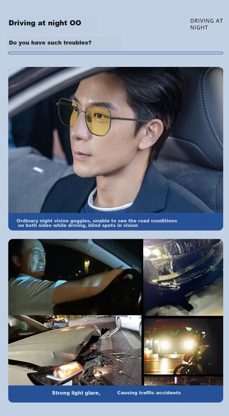 Bertha Day And Night Anti-Glare Glasses for Night Driving, Specialized for Male Drivers, Can Be Worn Over Prescription Lenses 2