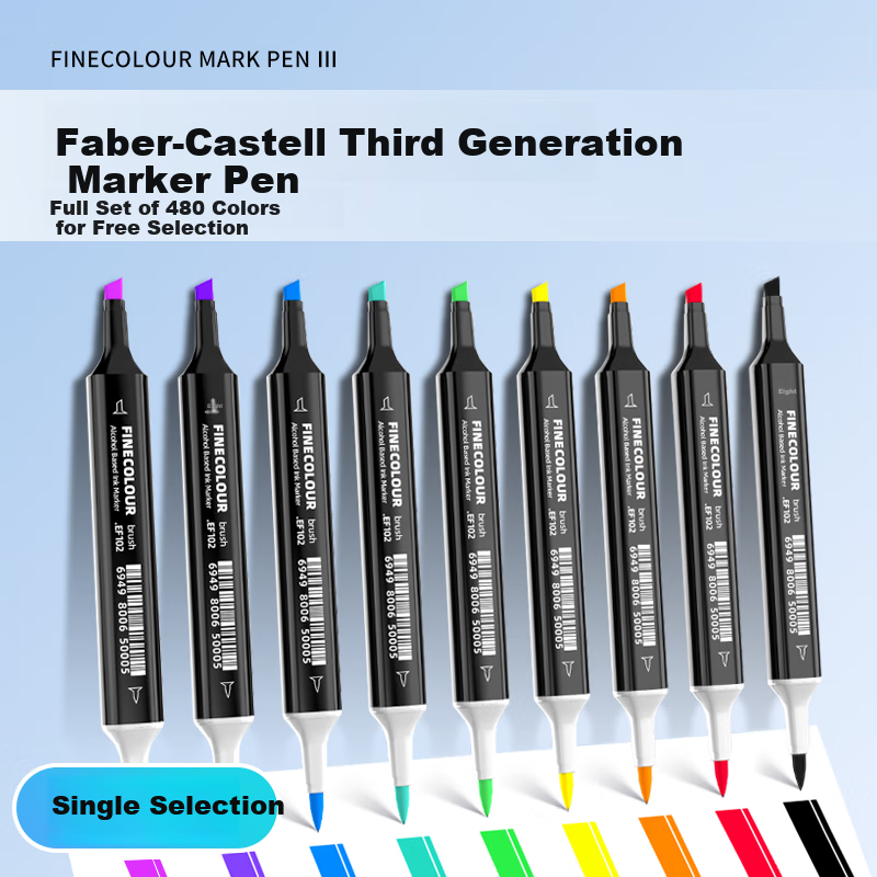 FINECOLOUR Third Generation Soft Tip Dual-Tip Marker Pen for Alcohol-Based Painting, Hand Drawing, Design - 270 Medium Gray Art Sketching Watercolor Pen, Aesthetic Drawing Tool