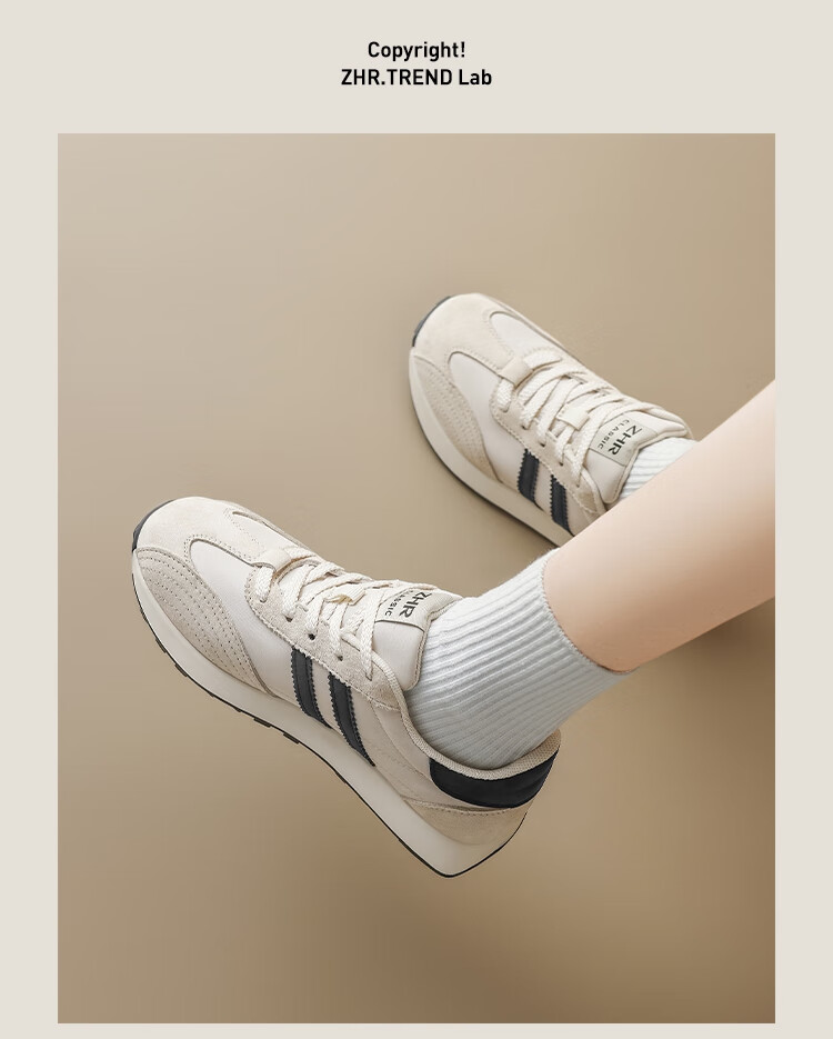 ZHR Dexun Women's New Breathable Running Shoes, Thick-Soled Versatile Casual Women's Sneakers, AK207 Beige-Black, Size 38 6