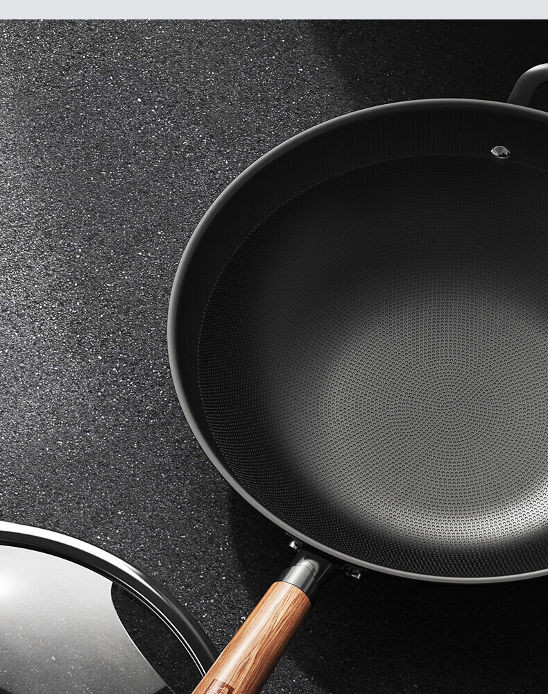 KOBACH Non-Stick Wok, Bionic Pan for Frying, Stir-Frying, Boiling And Stewing, Household Stainless Steel Pan, Compatible with Induction Cooker And Gas Stove, 30cm 7