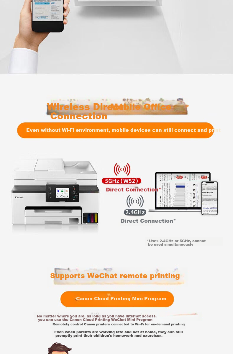 Jianeng (Canon) GX2080 A4 Color Inkjet Printer/copy/scanner/fax All-In Machine with Automatic Duplex, WiFi Wireless Home Continuous Ink Supply Printing 8