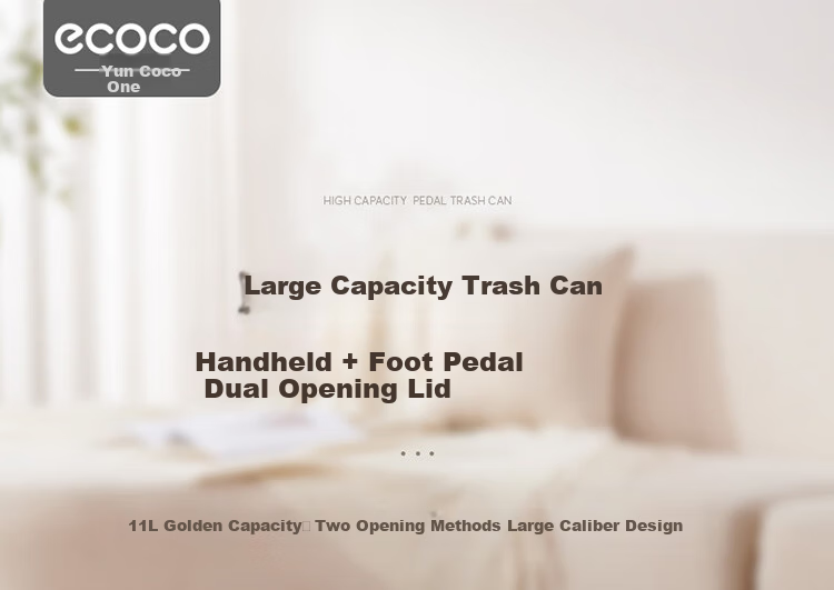 Ecoco Trash Can, 7L Capacity, Dual-Opening Lid for Living Room And Bathroom, Large Sealed Round Garbage Bin, Model E2330, Black 2