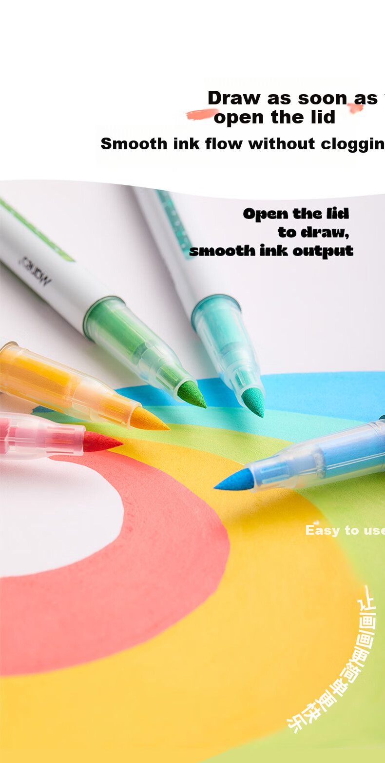 Marie's Acrylic Marker Set, Direct Liquid Formula, Quick-Drying, Non-Transparent Paper, Soft Tip Brush, 60 Colors, Large Capacity - Acrylic Markers, 60 Colors, Art Sketching 4
