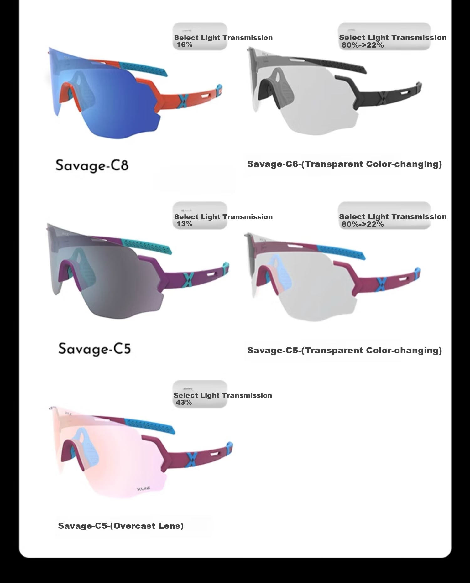 HILX Sports Glasses, Cycling Marathon Myopia Outdoor Windproof Goggles, Savage-L 19