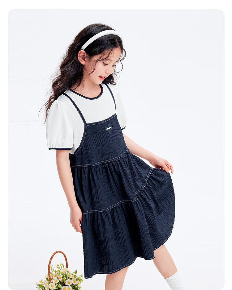 Balabala Kids Dress 2026 Summer New Big Kids Lightweight Two-Piece Style Schoolgirl Sweet Dress 10