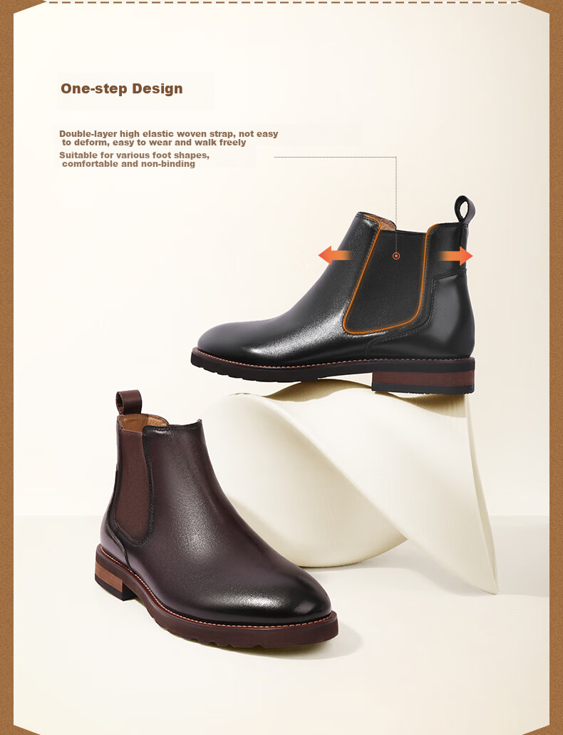 Belle Men's Leather Business British Chelsea Boots A0927DD2 Brown Single Lining Size 39 4