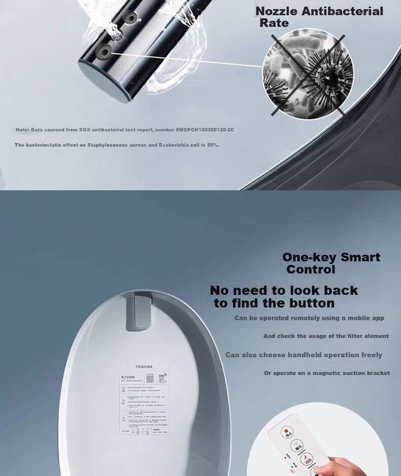 TOSHIBA Smart Toilet Seat Instant Heating Warm Air Drying Foam Shield Splash-Proof Antibacterial Deodorizing Electric Heating T700 15