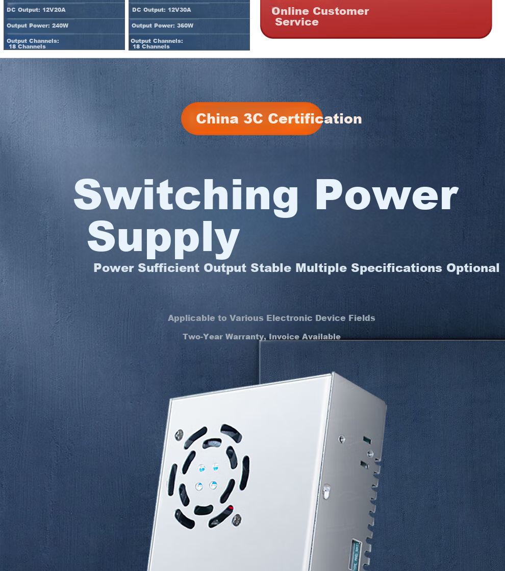COMPCCTV Indoor Power Adapter DC12V2A, Security Camera Power Supply with Stable Voltage And Amperage 3
