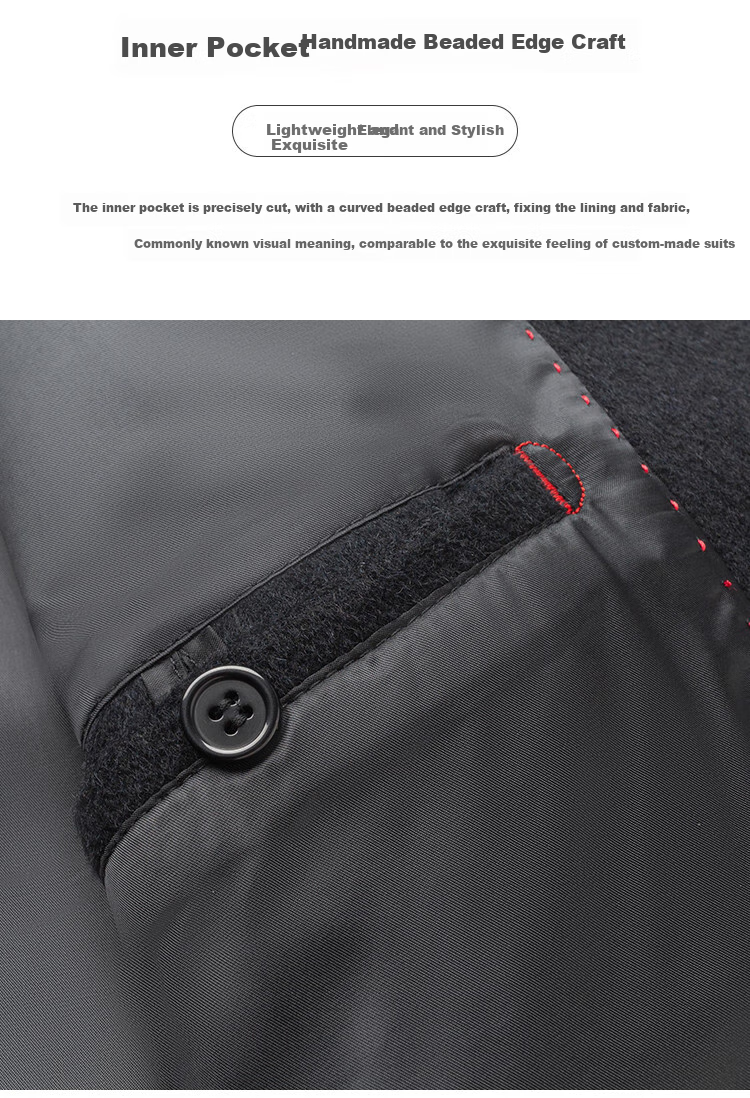 MONTAGUT Men's 100% Wool Jacket Lapel Double-Sided Woolen Coat Business Warm Outerwear Navy Blue Size 52 3