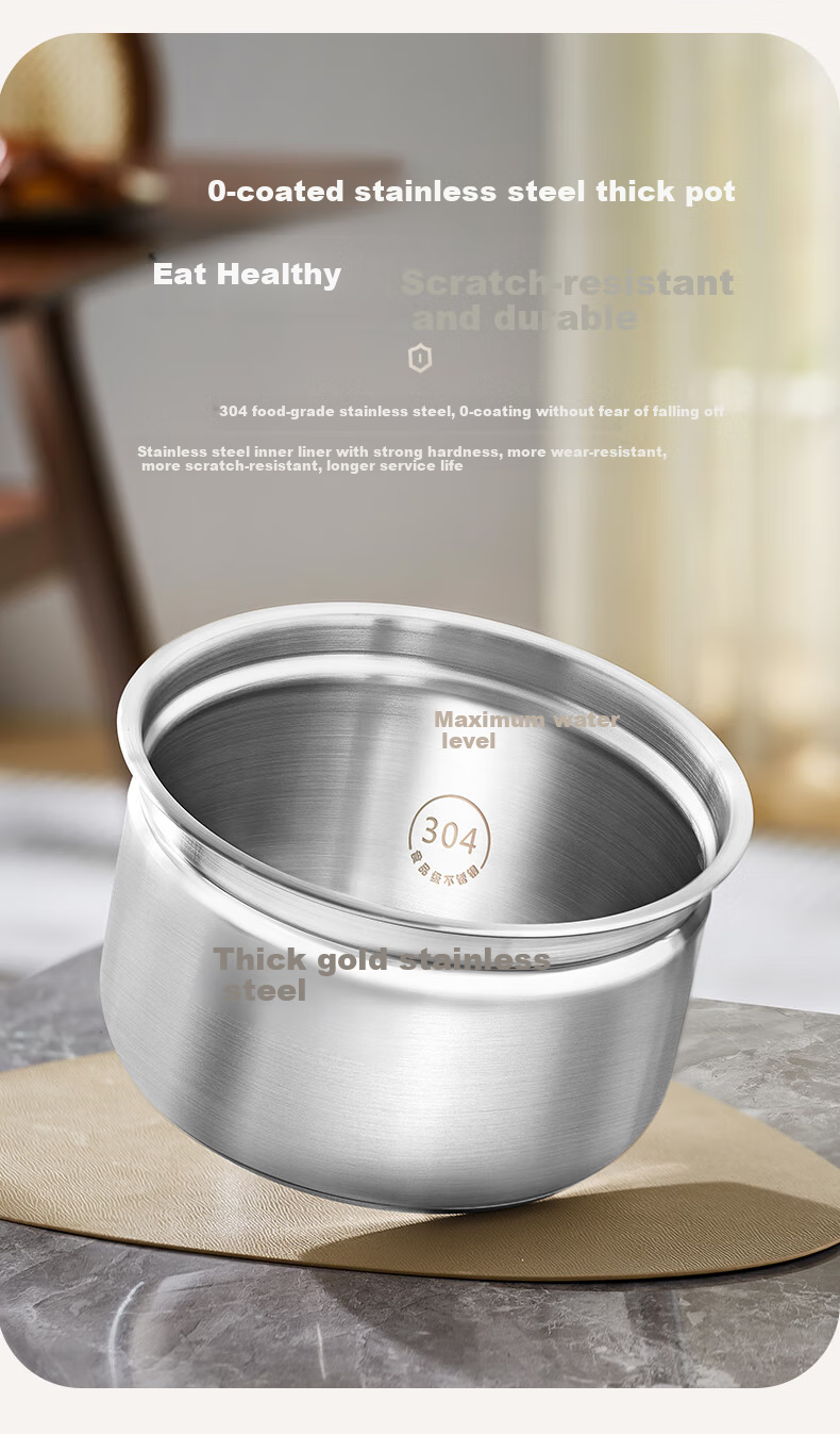 Midea 0 Coating Thick Steel Pot Electric Pressure Cooker 5L Double Inner Pot Fully Automatic Intelligent Reservation Home Soup Cooking Rice Pot MY-C5856G High-Pressure Cooker for 4-6 People 3