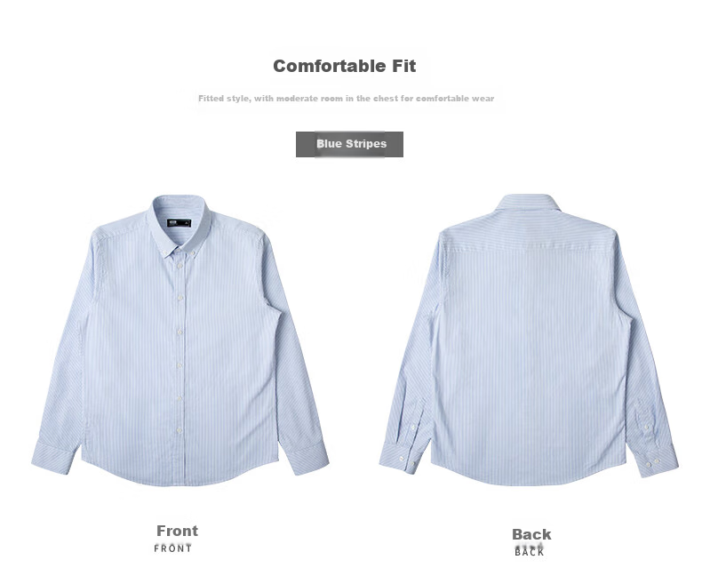 BLACKMONDAY [Combed Cotton] Pure Cotton Oxford Long-Sleeve Shirt for Men, All-Cotton Vertical Striped Wrinkle-Resistant Business Casual Shirt 12