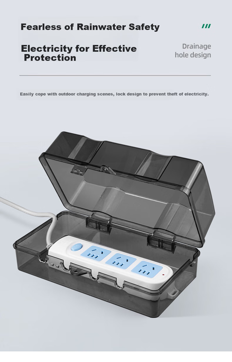 FDD Power Strip Cover, Outdoor Power Socket Splash-Proof Box, Waterproof Cover for Large Power Strip, Waterproof Box for Power Strips [Transparent] 3