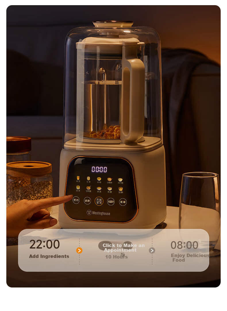 Westinghouse Pure Titanium Blender Variable Frequency Brushless Noise Reduction 0 Coating Pure Titanium Heating Plate 1.5L Fully Automatic Anti-Scald Soy Milk Maker Soft Touchscreen Color Display Baby 26