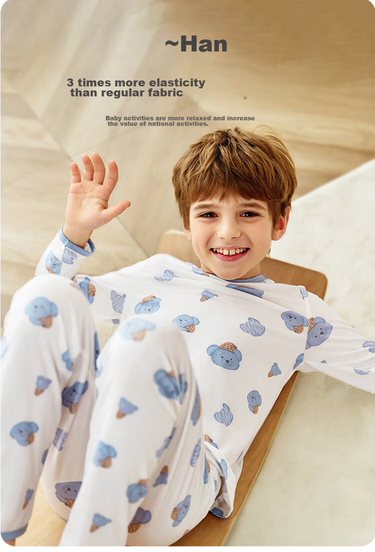 YEEHOO [50S Lenzing Modal] Children's Pajamas, Ultra-Soft Comfortable Lightweight Skin-Friendly Amino Acid Loungewear, White, Size 130 6